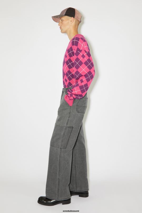 Acne Studios vaatteet hiilen harmaa 0VF2B1059 patch canvas -housut unisex