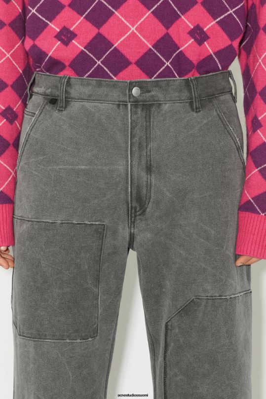 Acne Studios vaatteet hiilen harmaa 0VF2B1059 patch canvas -housut unisex