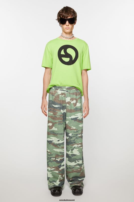 Acne Studios vaatteet khakin vihreä 0VF2B1044 printtihousut