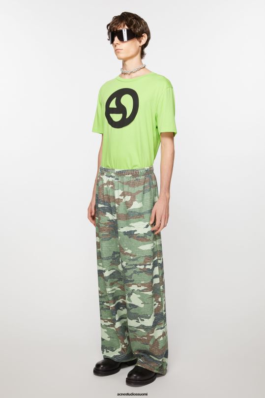 Acne Studios vaatteet khakin vihreä 0VF2B1044 printtihousut