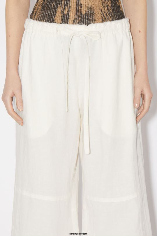 Acne Studios vaatteet lämmin valkoinen 0VF2B321 rennot kiristysnauhahousut