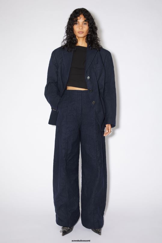 Acne Studios vaatteet laivastonsininen 0VF2B322 räätälöity villasekoitehousujen kiitoradaesitys