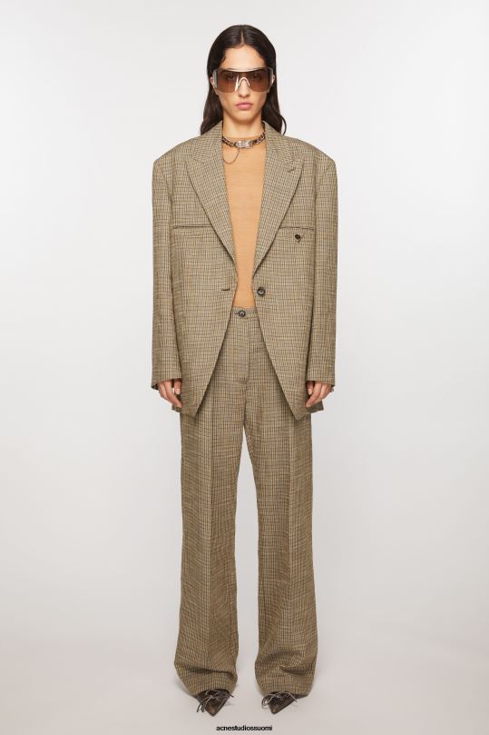 Acne Studios vaatteet moni ruskea 0VF2B288 räätälöidyt pellavasekoitehousut