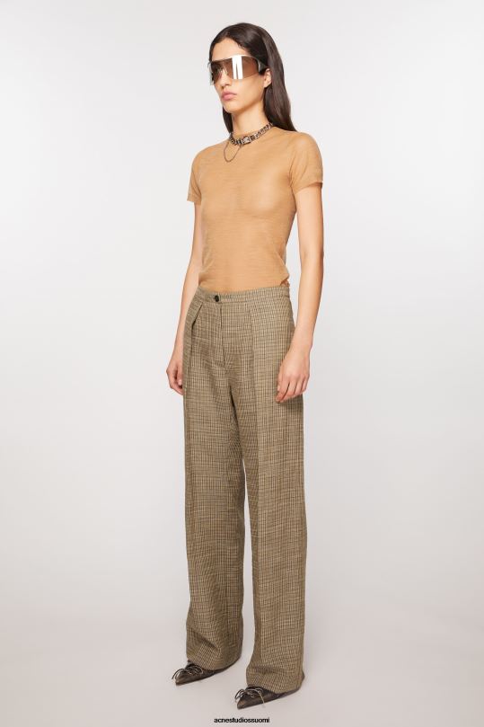 Acne Studios vaatteet moni ruskea 0VF2B288 räätälöidyt pellavasekoitehousut