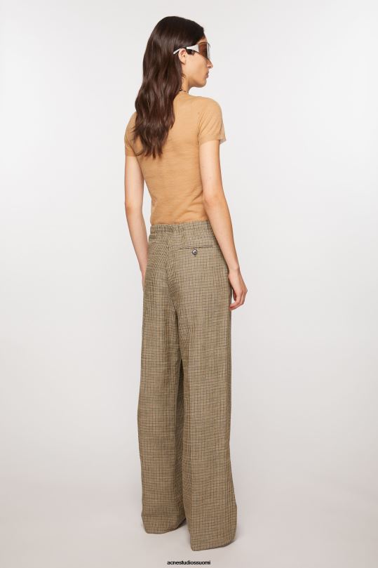 Acne Studios vaatteet moni ruskea 0VF2B288 räätälöidyt pellavasekoitehousut