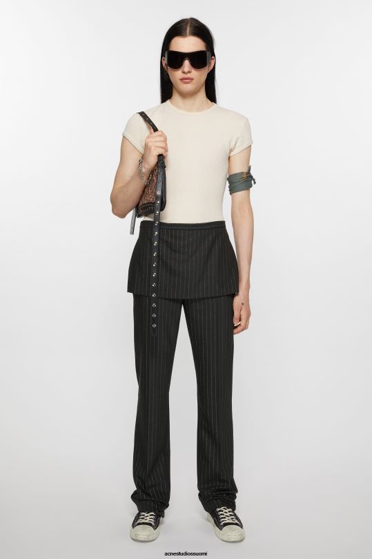 Acne Studios vaatteet musta 0VF2B1042 räätälöidyt raidalliset housut