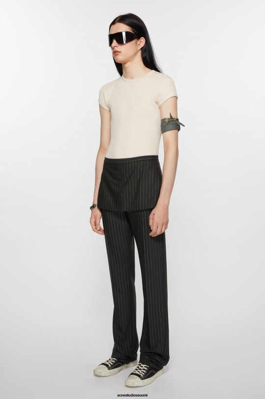 Acne Studios vaatteet musta 0VF2B1042 räätälöidyt raidalliset housut