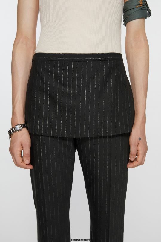 Acne Studios vaatteet musta 0VF2B1042 räätälöidyt raidalliset housut