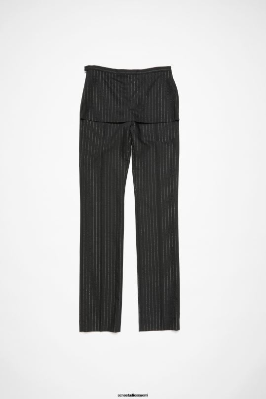 Acne Studios vaatteet musta 0VF2B1042 räätälöidyt raidalliset housut