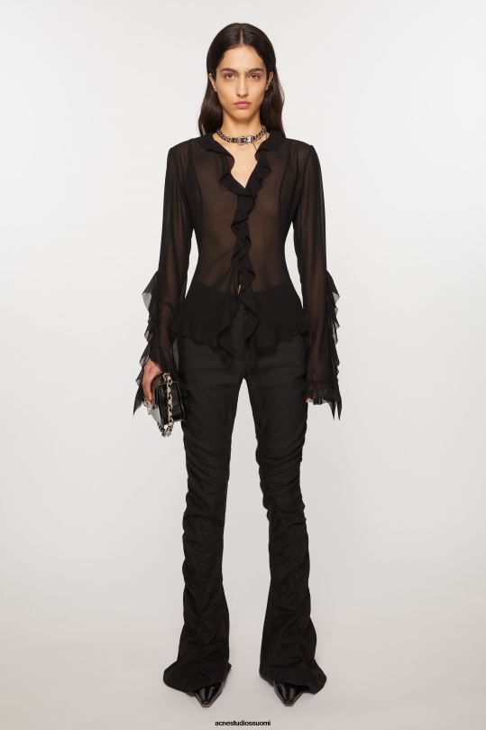 Acne Studios vaatteet musta 0VF2B293 nestemäiset pellavahousut
