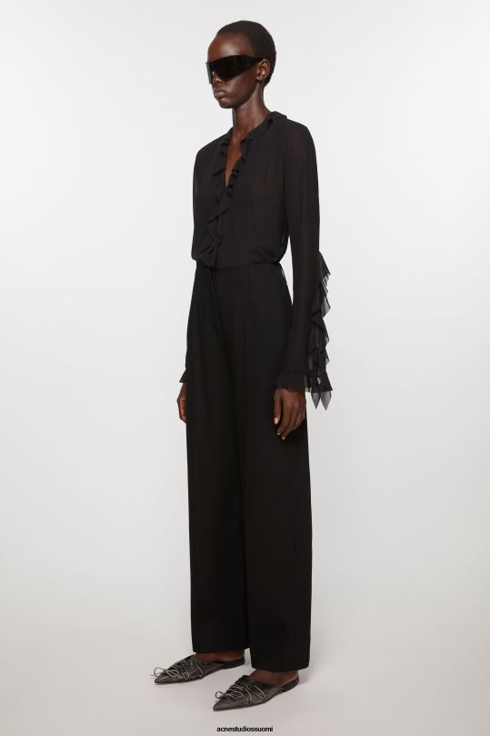 Acne Studios vaatteet musta 0VF2B302 räätälöidyt villasekoitehousut