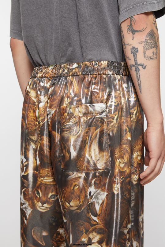 Acne Studios vaatteet ruskea/multi 0VF2B1043 printtihousut