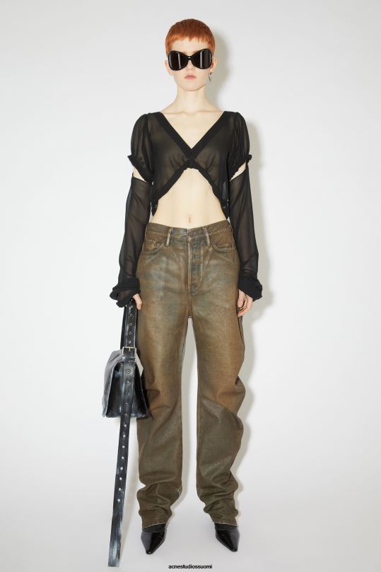 Acne Studios vaatteet sininen/beige 0VF2B326 rento istuvuus päällystetyt farkut