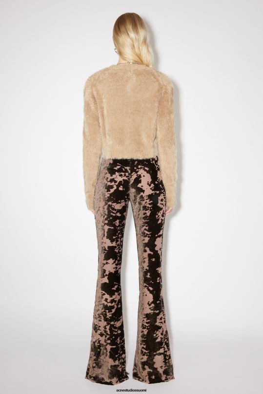 Acne Studios vaatteet suklaanruskea 0VF2B324 lehmänkuvioiset housut kiitotien esitys