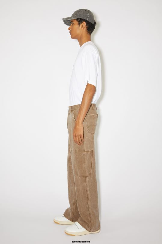 Acne Studios vaatteet toffeen ruskea 0VF2B1053 patch canvas -housut unisex