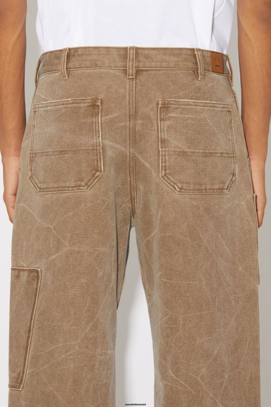Acne Studios vaatteet toffeen ruskea 0VF2B1053 patch canvas -housut unisex