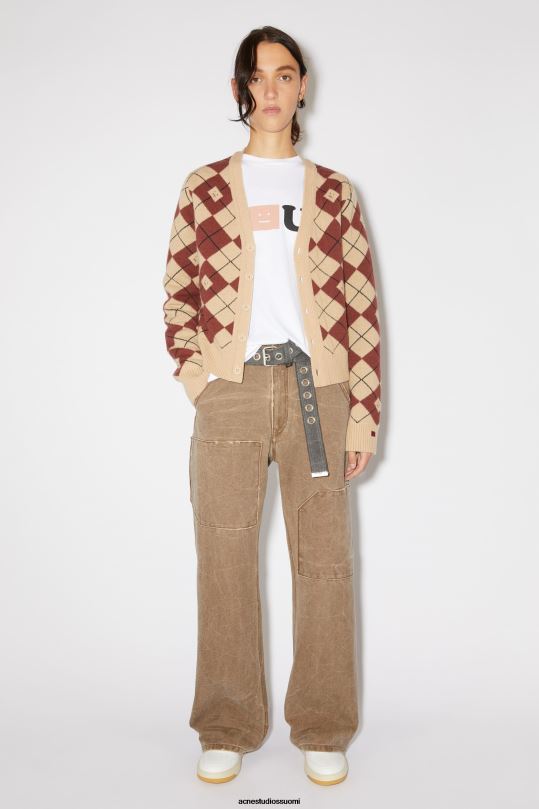 Acne Studios vaatteet toffeen ruskea 0VF2B314 patch canvas -housut unisex
