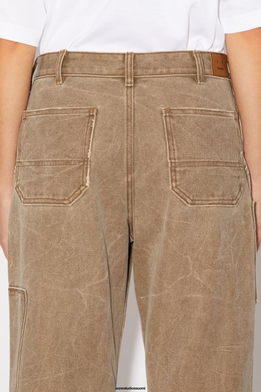 Acne Studios vaatteet toffeen ruskea 0VF2B314 patch canvas -housut unisex