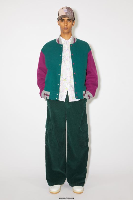 Acne Studios vaatteet yön vihreä 0VF2B1052 vakosametti cargo-housut unisex