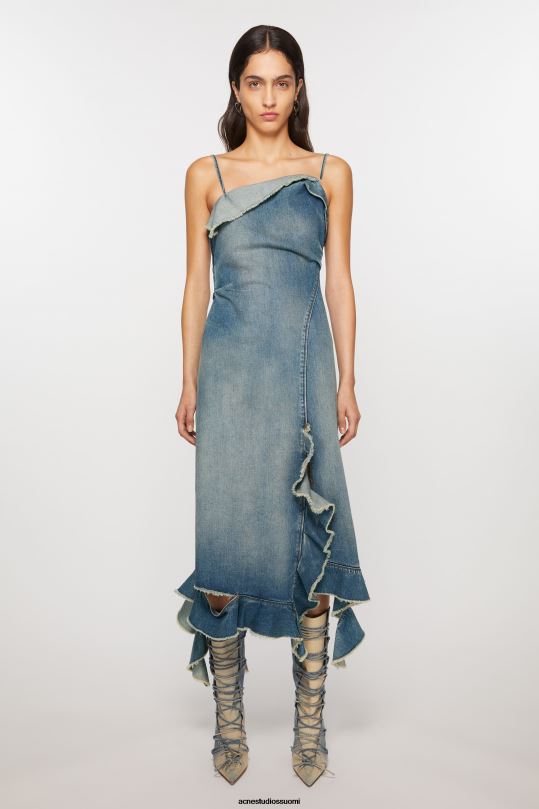 Acne Studios vaatteet keski sininen 0VF2B252 röyhelöinen farkkumekko