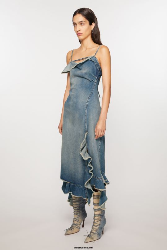 Acne Studios vaatteet keski sininen 0VF2B252 röyhelöinen farkkumekko