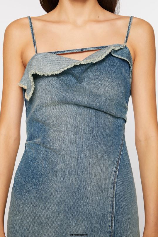 Acne Studios vaatteet keski sininen 0VF2B252 röyhelöinen farkkumekko