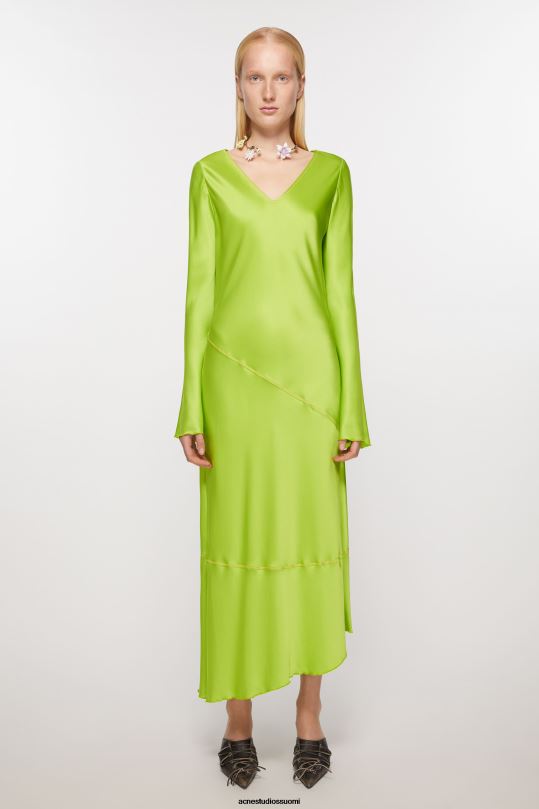 Acne Studios vaatteet kirkkaanvihreä 0VF2B259 pitkä satiininen mekko