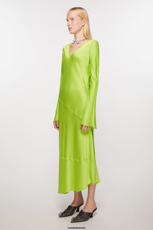 Acne Studios vaatteet kirkkaanvihreä 0VF2B259 pitkä satiininen mekko