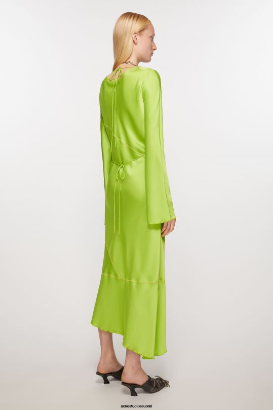 Acne Studios vaatteet kirkkaanvihreä 0VF2B259 pitkä satiininen mekko
