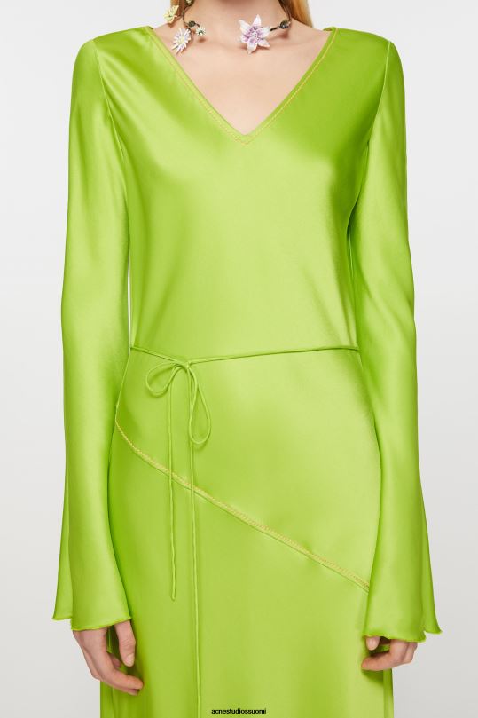 Acne Studios vaatteet kirkkaanvihreä 0VF2B259 pitkä satiininen mekko