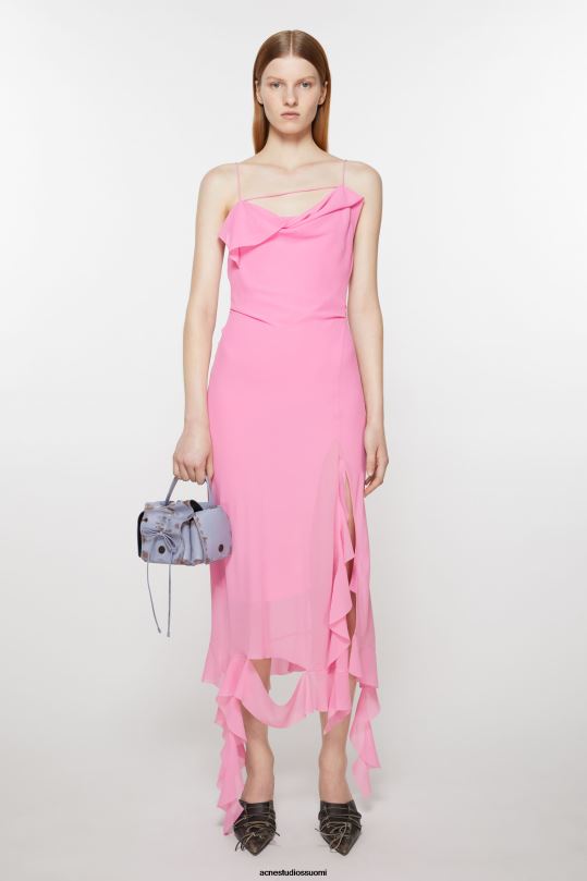 Acne Studios vaatteet kuplan vaaleanpunainen 0VF2B261 röyhelönauhamekko