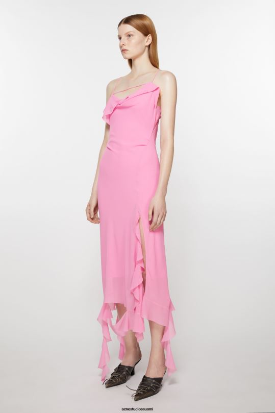 Acne Studios vaatteet kuplan vaaleanpunainen 0VF2B261 röyhelönauhamekko