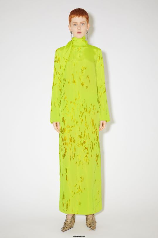 Acne Studios vaatteet limen keltainen 0VF2B282 devore drape mekko kiitotien show