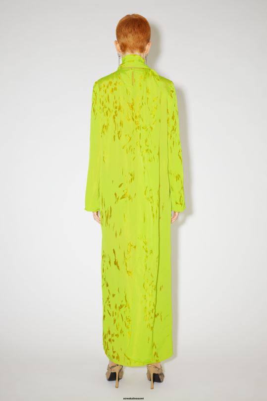 Acne Studios vaatteet limen keltainen 0VF2B282 devore drape mekko kiitotien show