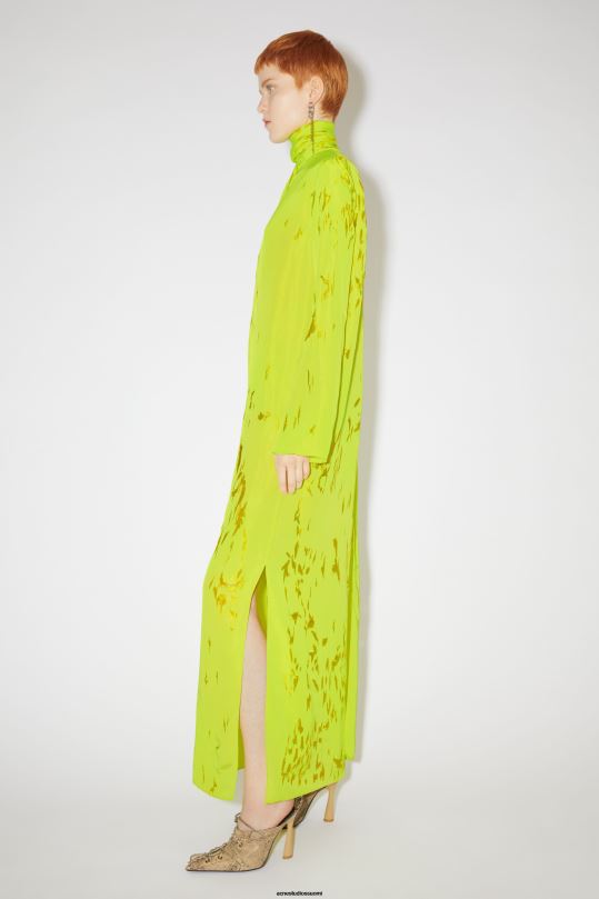 Acne Studios vaatteet limen keltainen 0VF2B282 devore drape mekko kiitotien show