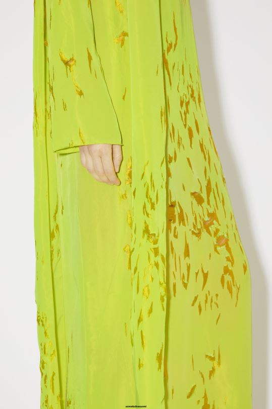 Acne Studios vaatteet limen keltainen 0VF2B282 devore drape mekko kiitotien show