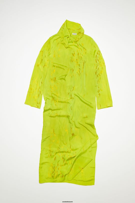 Acne Studios vaatteet limen keltainen 0VF2B282 devore drape mekko kiitotien show