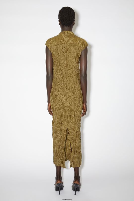 Acne Studios vaatteet merilevän vihreä 0VF2B274 ryppyinen mekko kiitotien show