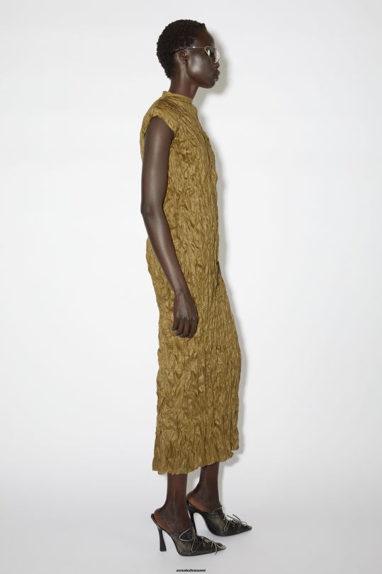 Acne Studios vaatteet merilevän vihreä 0VF2B274 ryppyinen mekko kiitotien show