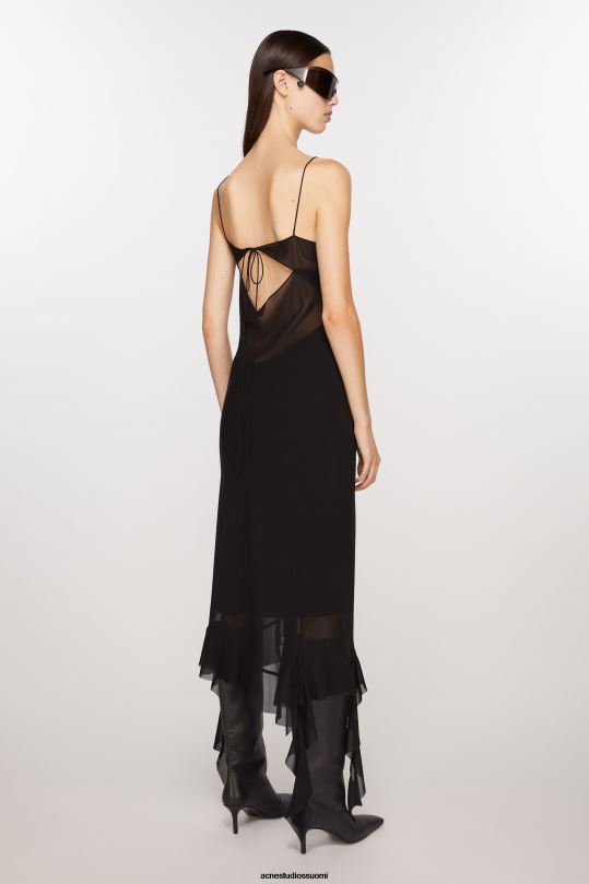 Acne Studios vaatteet musta 0VF2B258 röyhelönauhamekko