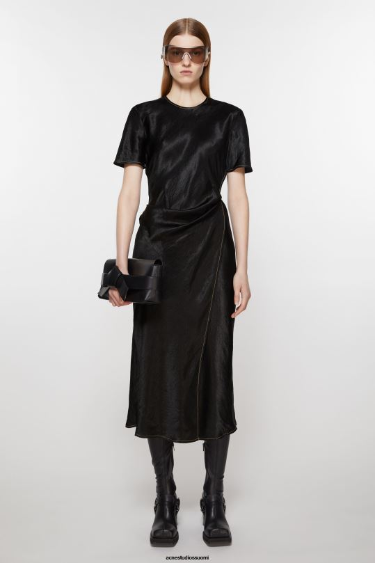 Acne Studios vaatteet musta 0VF2B264 satiininen kietaisumekko