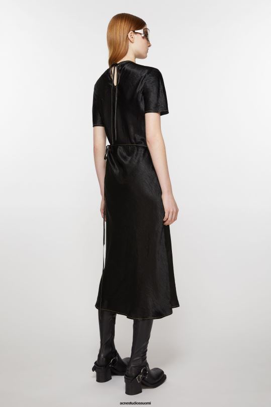Acne Studios vaatteet musta 0VF2B264 satiininen kietaisumekko