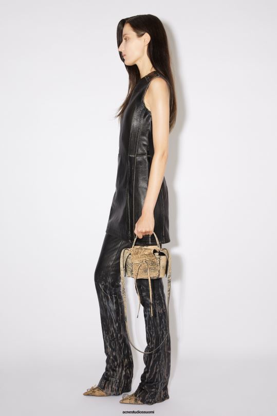 Acne Studios vaatteet musta 0VF2B276 hihaton nahkamekko kiitotien show