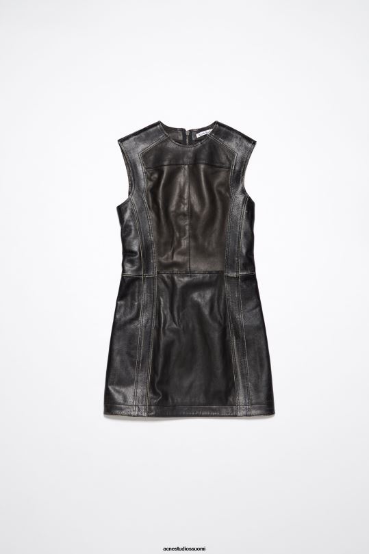 Acne Studios vaatteet musta 0VF2B276 hihaton nahkamekko kiitotien show