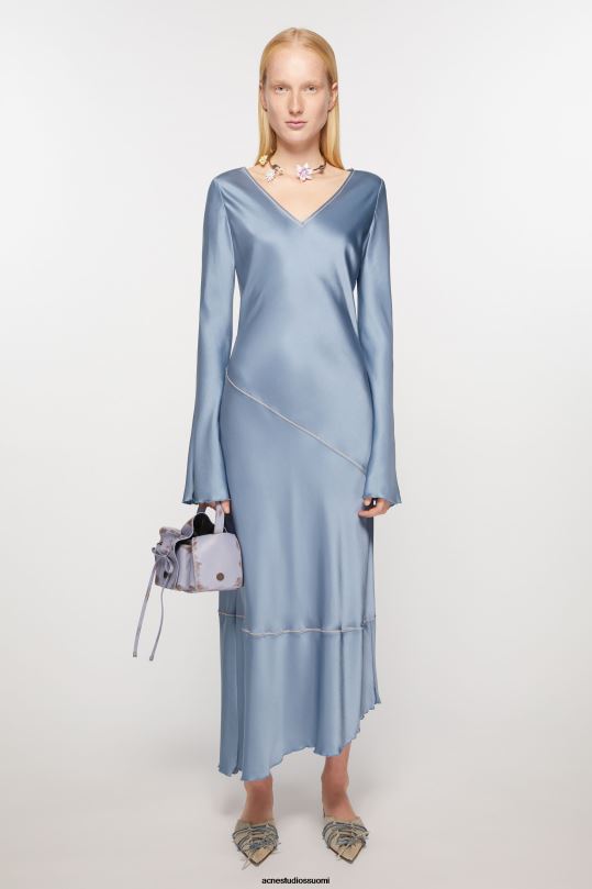 Acne Studios vaatteet pölyinen sininen 0VF2B251 pitkä satiininen mekko