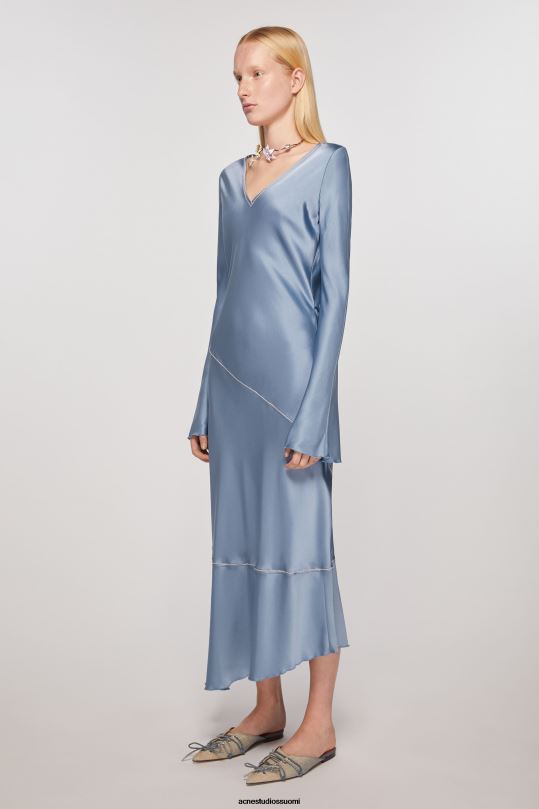 Acne Studios vaatteet pölyinen sininen 0VF2B251 pitkä satiininen mekko