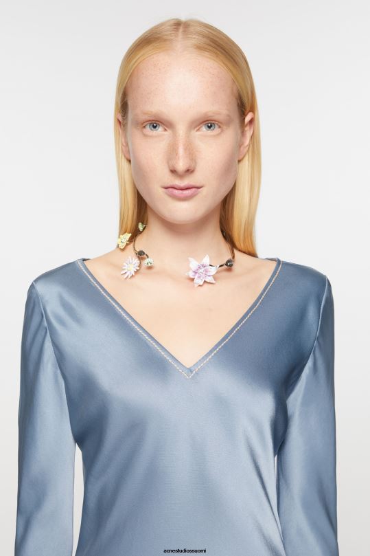 Acne Studios vaatteet pölyinen sininen 0VF2B251 pitkä satiininen mekko