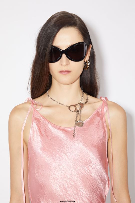 Acne Studios vaatteet raikas pinkki 0VF2B280 satiinin vinoon leikattu mekko