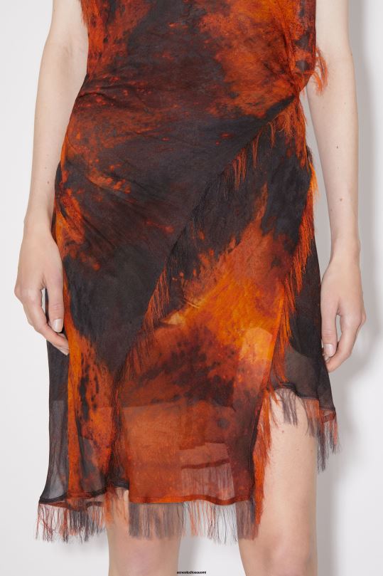Acne Studios vaatteet ruoste oranssi 0VF2B279 draped hihna mekko kiitotien show