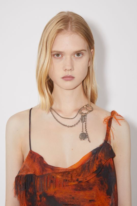 Acne Studios vaatteet ruoste oranssi 0VF2B279 draped hihna mekko kiitotien show